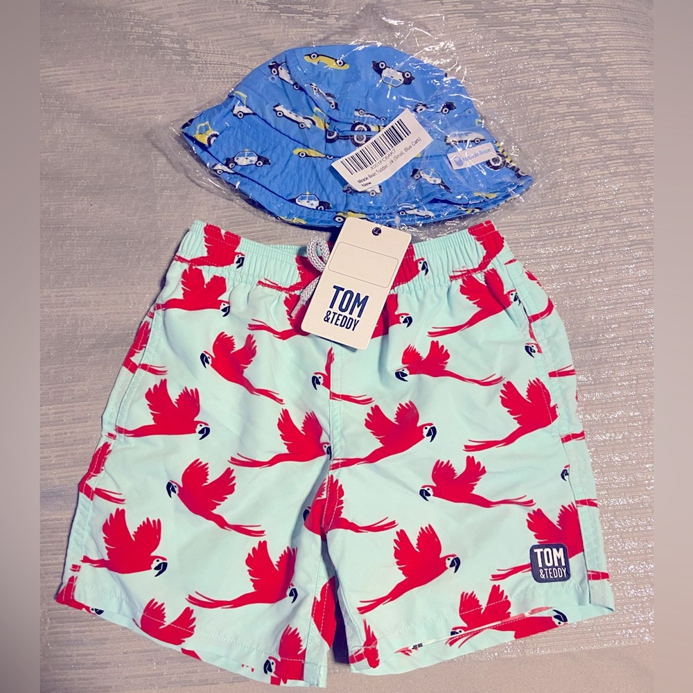 Tom & Teddy Boys Bathing Suit Trunks NWT comes with a free hat!